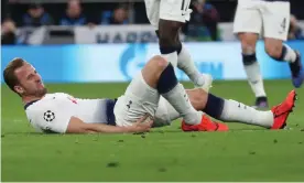  ??  ?? Harry Kane sustained ankle ligament damage during the first-leg win over Manchester City. Photograph: Dave Shopland/BPI/Rex/Shuttersto­ck