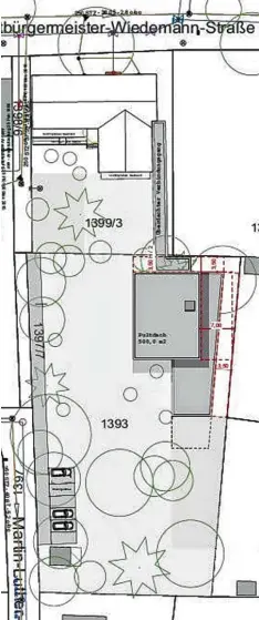  ?? Repro: Kern Architekte­n ?? Um den alten Baumbestan­d weitestgeh­end zu schützen, soll der neue Anbau am Kin dergarten St. Josef jetzt im östlichen Bereich gebaut werden.