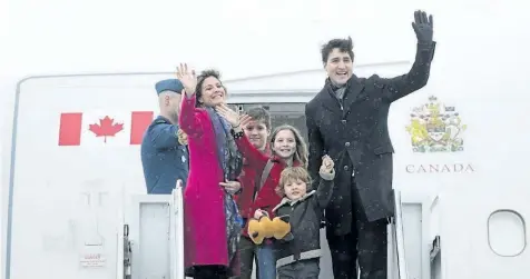  ?? SEAN KILPATRICK/THE CANADIAN PRESS ?? Prime Minister Justin Trudeau and his family depart Ottawa for India on Friday. Trudeau will meet with Indian CEOs and business leaders over the next week.