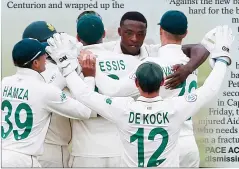  ??  ?? PACE ACE: Rabada after dismissing Curran