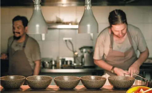  ?? ?? Chef Eelke Plasmeijer (right) with Ray Adriansyah, at their Locavore restaurant, in Ubud, Bali.