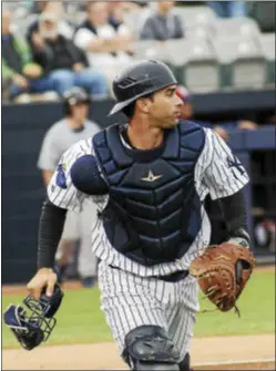  ?? GREGG SLABODA — TRENTONIAN PHOTO ?? Thunder catcher Jorge Saez in action against Reading on Tuesday night.