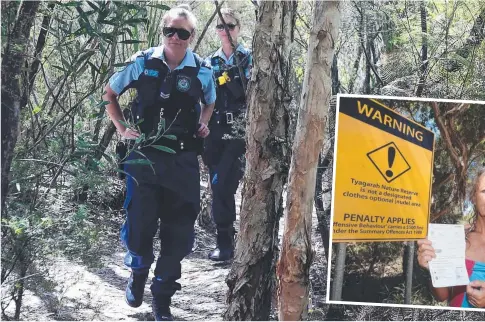  ?? Picture: MIKE BATTERHAM ?? Police officers patrol the Tyagarah Lakes area yesterday. Below: Maxine with the fine she received there last month.