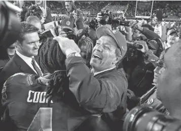  ?? LOGAN BOWLES, USA TODAY SPORTS ?? Coach Jimbo Fisher celebrates Florida State’s Orange Bowl win against Michigan on Dec. 30.