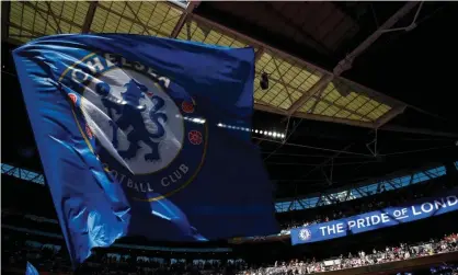  ?? ?? A Chelsea flag is waved at the men’s FA Cup final at Wembley on Saturday. Photograph: Peter Cziborra/Action Images/Reuters