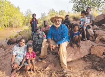  ??  ?? Borroloola Traditiona­l Owners, including Jack Green (centre), have expressed concerns over the effects of the mine at the inquest into the Juukan Gorge disaster. Picture: Rebecca Parker