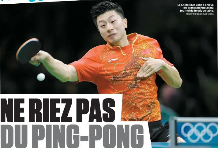  ??  ?? Le Chinois Ma Long a enlevé les grands honneurs du tournoi de tennis de table.