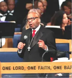  ?? — Reuters file photo ?? Williams Jr. delivers the Eulogy for Franklin at the funeral service for the late singer at the Greater Grace Temple in Detroit, recently.
