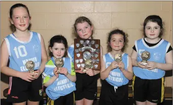  ??  ?? The First and Second Girls team who were winners of the St. Bridgets Currow Parish Blitz on Sunday were, from left, Maryann O’Shea, Roisin Donnelly, Ellie Kate Sheehy, Roisin Cronin and Megan Brosnan. Photo by Con Dennehy