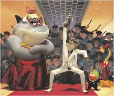 ?? DREAMWORKS ANIMATION VIA AP ?? This image released by DreamWorks Animation shows animated characters (foreground from left) Shark, voiced by Craig Robinson, Wolf, voiced by Sam Rockwell, Piranha, voiced by Anthony Ramos and Snake, voiced by Marc Maron in “The Bad Guys.”