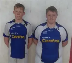  ??  ?? Jake Doyle and Ryan Walsh before their Under-16 singles contest in Bridgetown on Sunday.