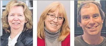  ?? CP/HO-OTTAWA POLICE SERVICE ?? Anja Van Beek, from left, Judy Booth and Bruce Thomlinson, shown in these Ottawa Police Service handout photos, have been identified as the three victims who died in a bus crash in the city on Friday.