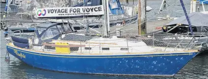  ?? PHOTO: GERARD O’BRIEN ?? Voyage for Voyce . . . American solo circumnavi­gator Elana Connor and rescue dog Zia, aboard her yacht Windfola, which is sailing a figureeigh­t circumnavi­gation of New Zealand to raise money for youth in foster care.