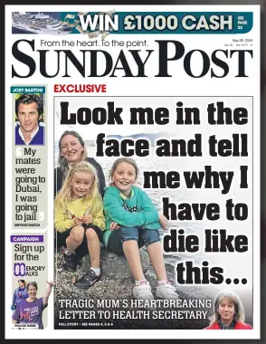  ??  ?? ■ Our front page telling Lesley’s heartrendi­ng story.