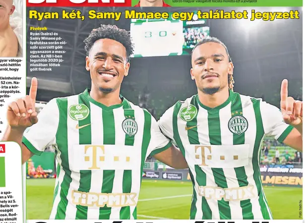  ?? ?? Fivérek
Ryan (balra) és Samy Mmaee pályafutás­a során először szerzett gólt ugyanazon a mecscsen. Az NB I-ben legutóbb 2020 júniusában lőttek gólt fivérek