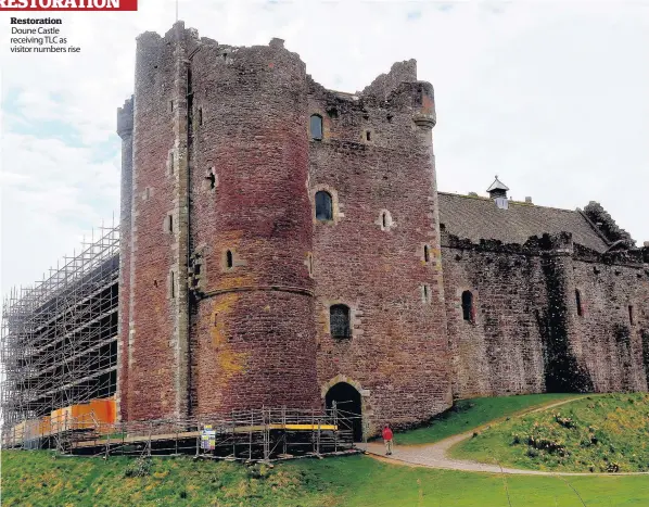  ??  ?? Restoratio­n Doune Castle receiving TLC as visitor numbers rise