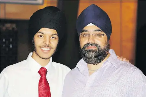  ?? — FACEBOOK ?? Beloved math teacher Suminder Singh, right, is shown in this 2012 photo with Sukhmeet Singh Sachal, a former student and friend of Singh’s son Jeevan.