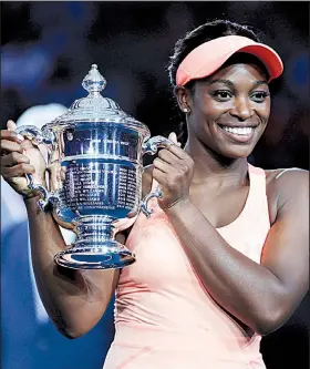  ?? Sloane Stephens AP/JULIO CORTEZ ?? defeated fellow American Madison Keys 6-3, 6-0 on Saturday in the U.S. Open women’s singles final to earn her first Grand Slam title. It was the first all-American women’s final at the U.S. Open since Serena Williams defeated her sister Venus in 2002.