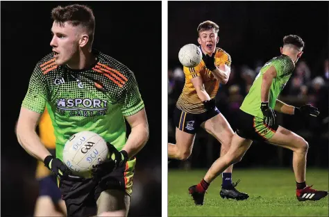  ??  ?? Niall Hughes on the move for I.T. Carlow during the Sigerson Cup final against D.C.U. in Dublin on Wednesday.
Cathal Walsh of I.T. Carlow (right) tracks the run of Seán Bugler (D.C.U.) during the final, played on the home ground of the victors.