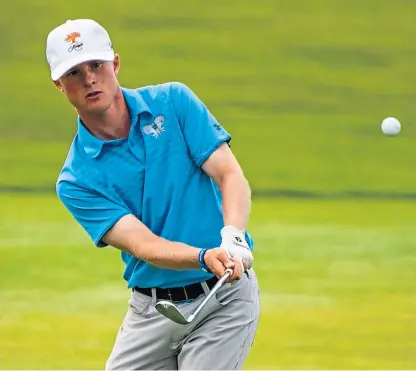  ?? Pictures: Scottish Golf. ?? David Rudd, above, was the third player to break the course record at Balcomie yesterday, while 12-year-old Connor Graham, below, scored 74 at Craighead.