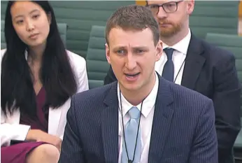  ?? Reuters ?? Aleksandr Kogan, the psychologi­st who created the quiz app at the centre of the Facebook data scandal, gives evidence yesterday to the digital, culture, media and sport committee