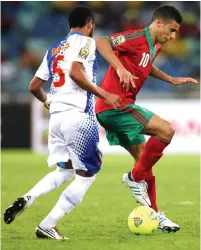  ??  ?? Younes Belhanda (right) of Morocco controls the ball ahead of a Cape Verde player during the 2013 Africa Cup Nations in South Africa