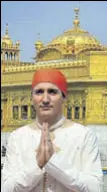  ?? HT PHOTO ?? Canadian Prime Minister Justin Trudeau at the Golden Temple in Amritsar on Wednesday.