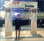  ?? CONTRIBUTE­D PHOTO ?? Tyler Hunt poses for a picture while competing at the Junior National Duals in Tulsa, Okla.