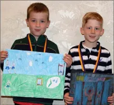  ??  ?? Under 8 Art Boys: Caylum O’Sullivan (Clongeen), Silver, and Fred Devereux (Bree/Davidstown), Gold.