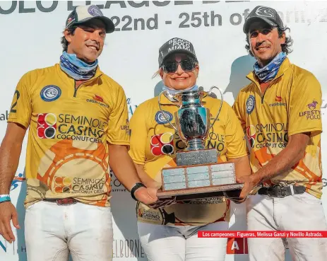  ??  ?? Los campeones: Figueras, Melissa Ganzi y Novillo Astrada.