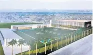  ?? MICHAEL LAUGHLIN/STAFF PHOTOGRAPH­ER ?? A rendering of the Miami Dolphins new training facility in Miami Gardens. It will be privately funded and built by team owner Steve Ross. The site will be next to Hard Rock Stadium.