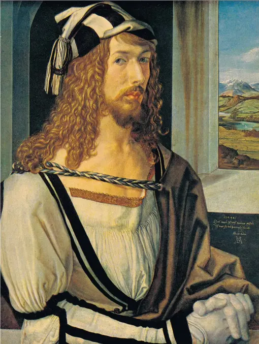 ??  ?? Journeyman: Self-portrait, 1498, by Dürer. The artist’s travels will be the subject of an exhibition at the National Gallery later this year