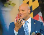  ?? KARL MERTON FERRON/STAFF ?? Maryland Gov. Wes Moore participat­es in a news conference on the first day of the 2024 Maryland General Assembly.