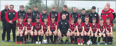  ?? ?? Kilworth Celtic FC are WW/EC Schoolboy league U13 Champions 2021/2022. Front row (l-r): Paudie Hurley, Ciarán Crowley, Sean Cullinan, Killian Ball, Sean Riordan, Elton Pierce, Harry O’Brien, Bailey Browne, Peter Sarsfield, Darragh Cooney, Luke Browne and Danyl Pierce. Back row (l-r): Pa Cotter, Rory Crowley, Conor Lynch, Padraig Noonan, Conor O’Shea, Danny Kenneally, Darragh Collins, Jack Cotter, Evan Gowen, Ryan Pierce, Oisín Dillon, Conor Conney and Steve Ball.