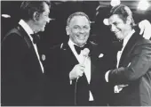  ?? PICTURE: AP/AFRICAN NEWS AGENCY (ANA) ?? Frank Sinatra, centre, appearing as a performer on the annual Muscular Dystrophy telethon hosted by Jerry Lewis, right, and Lewis’s old partner Dean Martin on September 6, 1976 in Las Vegas, US.