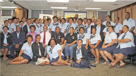  ?? Photo: Fiji Revenue and Customs Service ?? The staff of the Fiji Revenue Customs Services with Fiji Cancer Society officials pose for a photo at the FRCS office in Suva on September 25, 2017.