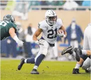  ?? AL GOLDIS/AP ?? Running back Noah Cain made his first start for Penn State against Michigan State in October.