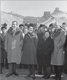  ?? PHOTOS PROVIDED TO CHINA DAILY ?? Top: Mao Zedong greets Richard Nixon in Beijing during his 1972 visit. Center: Nixon and his wife Pat celebrate winning the Senate race in November 1950. Above: The Nixons visit the Great Wall on Feb 24, 1972.