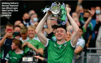  ?? ?? Making history: Declan Hannon has lifted Liam MacCarthy five times for Limerick