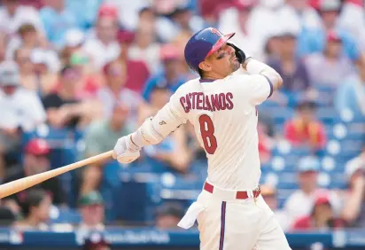  ?? MATT SLOCUM/AP ?? The Phillies’ Nick Castellano­s has bounced back from a disappoint­ing 2022 season to be a bright spot in 2023.