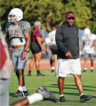  ?? Melissa Phillip / Staff photograph­er ?? Clarence McKinney and the Tigers are 0-13 since he became head coach 2019. Texas Southern will face off in its opener against Prairie View A&M at 7 p.m. Saturday at BBVA Stadium.