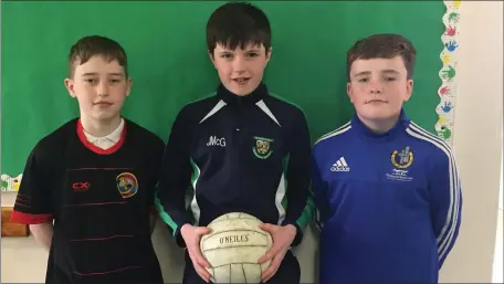  ??  ?? Above; Ciarán Caffrey, James McGlew and Charlie Murphy and below, the students from Ardee CS