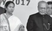  ?? PTI ?? West Bengal chief minister Mamata Banerjee with President Pranab Mukherjee at a function in South 24 Parganas district.