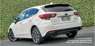  ??  ?? The Impreza remains a convention­ally handsome small hatch, albeit a bit unadventur­ous.