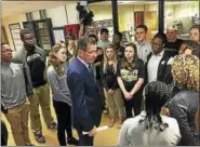  ?? CTNEWSJUNK­IE ?? Gov. Dannel P. Malloy talks to East Hartford High School students.