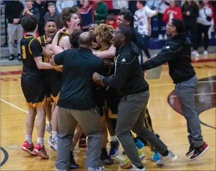  ?? PAUL DICICCO — FOR THE NEWS-HERALD ?? Beachwood celebrates after defeating Perry in a Division III district final on March 3.