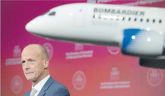  ?? PHOTOS: GRAHAM HUGHES/THE CANADIAN PRESS ?? Airbus CEO Tom Enders hailed the company’s blockbuste­r deal, with its stake in Bombardier’s CSeries, as a win for all in Montreal on Friday.