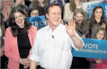  ??  ?? David Cameron at a rally in Corsham, Wiltshire, yesterday that marked the start of the General Election campaign