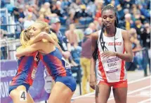  ?? MARLA BROSE/JOURNAL ?? New Mexico’s Ednah Kurgat, right, finished third in the women’s mile behind Boise State’s Alexis Fuller and Allie Ostrander (4).