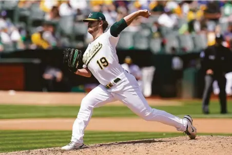 ?? Jeff Chiu / Associated Press ?? A’s left-hander Cole Irvin, who didn’t miss a start last season, made five this year before landing on the injured list.